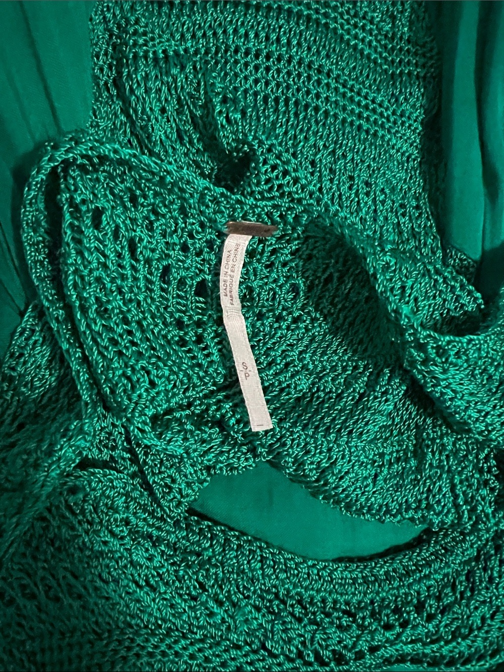 Free People Long Crochet Dress with Tiers in Emerald Combo short front Small - Picture 8 of 13
